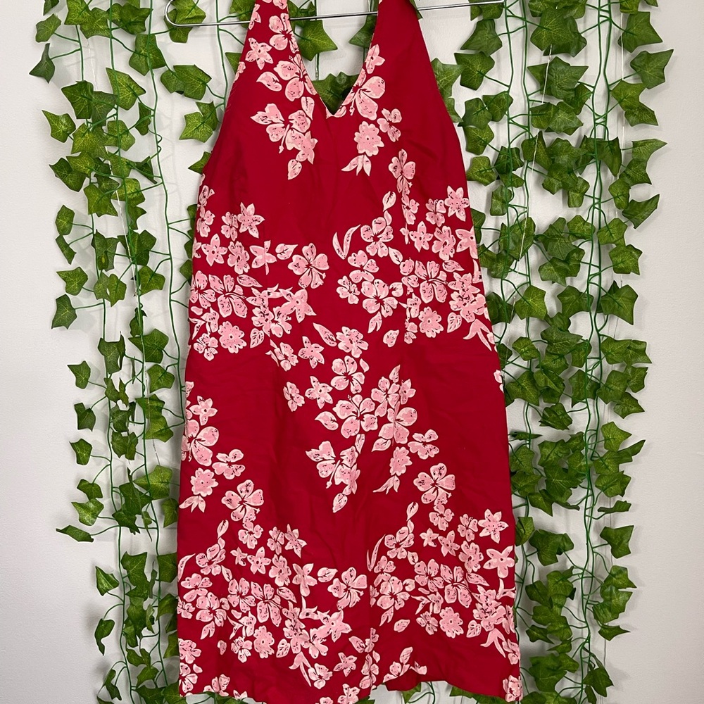 Vintage Faded Glory Red Floral Halter Dress